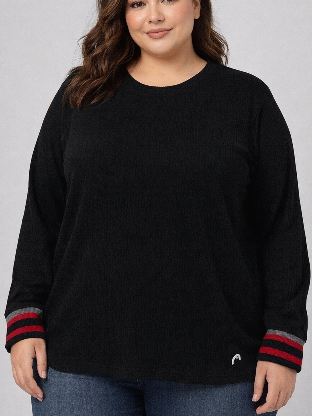 😍CLEARANCE - HEAD Black Waffle Weave Thermal Top Red Trim XL